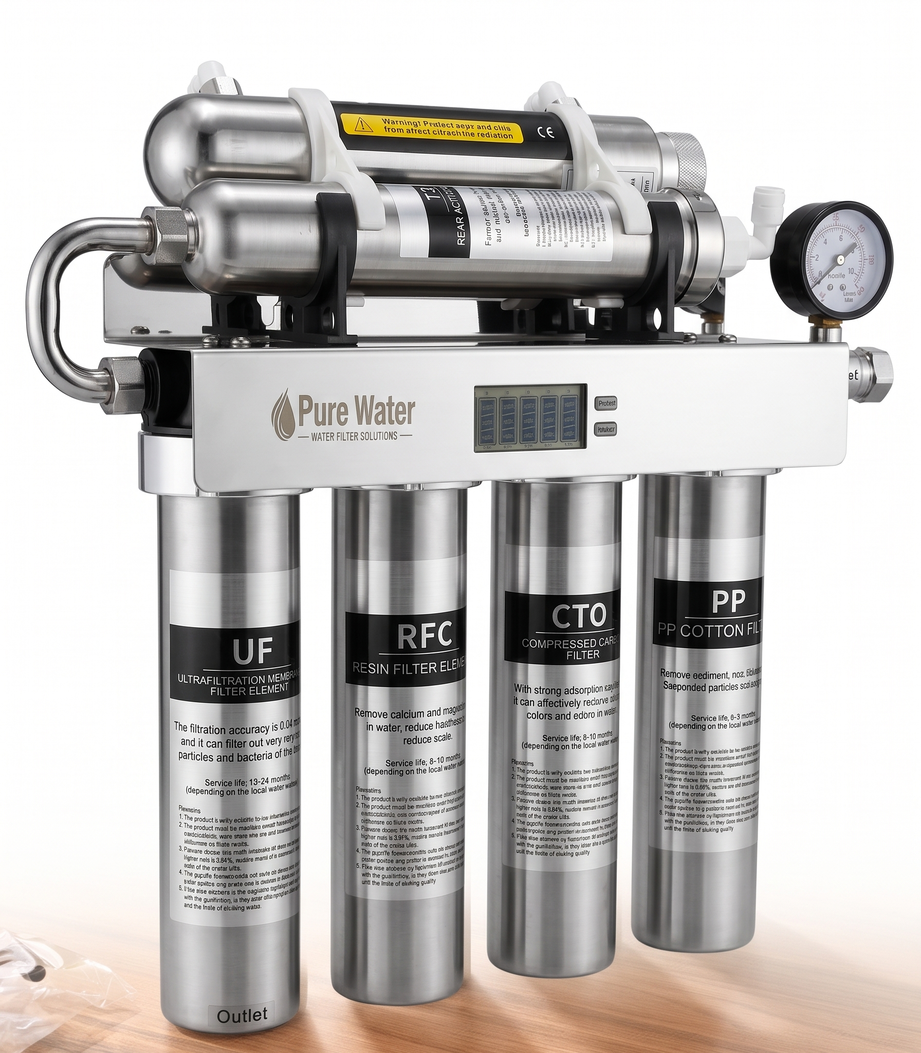 Pure Water 6-Stage Stainless Steel Water Filtration System | UV Sterilization